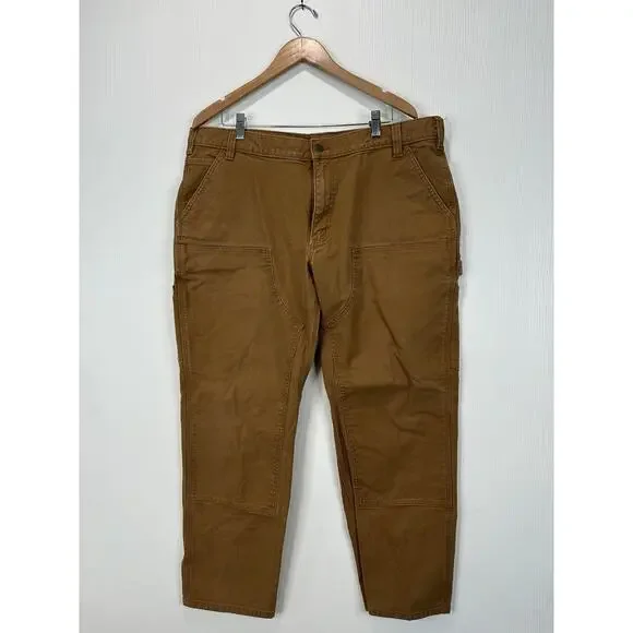 Vintage Carhartt Canvas Workwear Double Knee Carpenter Pants Size 40x30 Beige - Picture 1 of 9